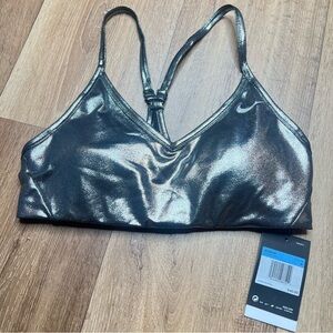Nike Indy Bra M￼ Metallic Black Silver Dri-Fit Light Support Strappy CT3783-010